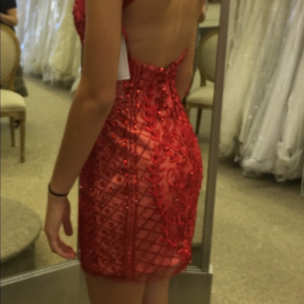 Gorgeous Red Beaded & Sequin Dress - Picture 4 of 12
